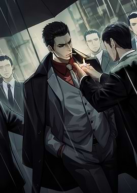 Gangster Lighting Cigarette in the Rain