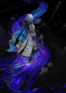 Fantasy Character in a Dark Landscape