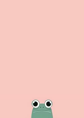 Minimalist Frog on Pink Background