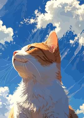Cat gazing at the sky