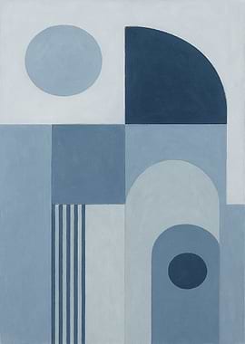 Blue Geometric Abstract Painting