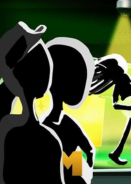 Music part 1 - Abstract Figures in Green and Yellow