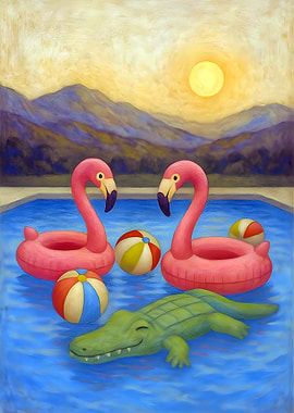 Pool Party with Flamingo Floats