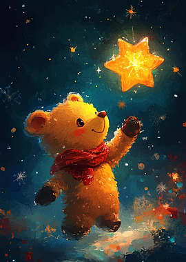 Teddy Bear and Starry Night