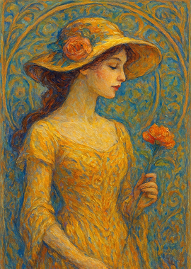 Woman in Yellow Dress with Rose