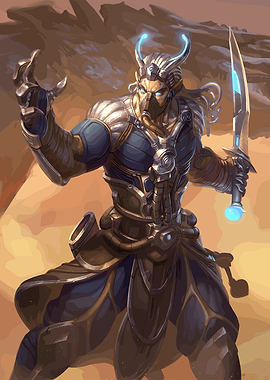 Cyborg Warrior with Glowing Sword