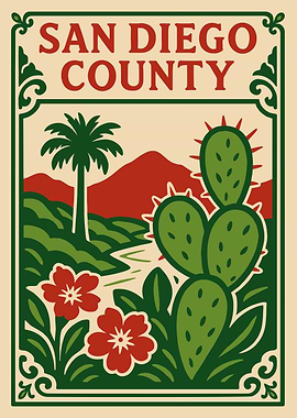 San Diego County Landscape Illustration