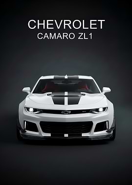 white Chevrolet Camaro ZL1 Front poster