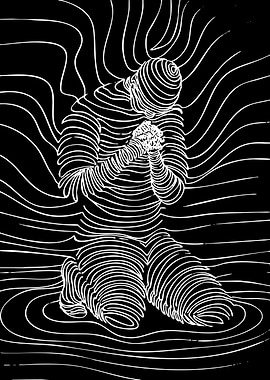 Praying Figure Line Art