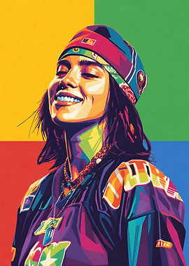 Colorful Portrait of a Smiling Woman