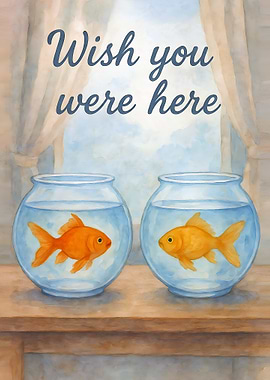 Wish you were here goldfish painting