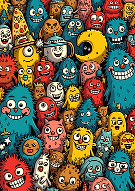 Cartoon Monster Crowd