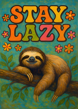 Stay Lazy Sloth Art