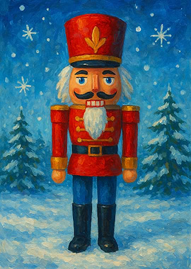 Nutcracker in Winter Landscape Painting
