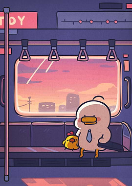 Duck and Chick on the Train