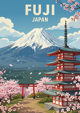 Mount Fuji Japan Travel Poster