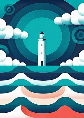 Lighthouse by the Sea Illustration