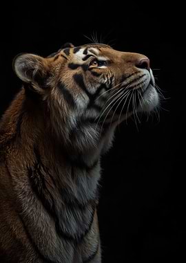 Tiger Wildlife Portrait on Black Background