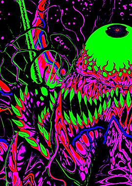 Abstract Monster with Eye and Teeth