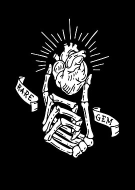 Rare Gem Heart Skeleton Hands