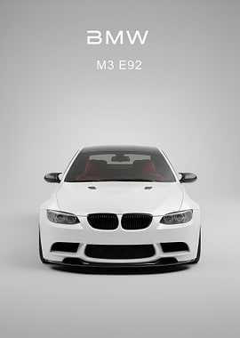 white BMW M3 E92 Front poster