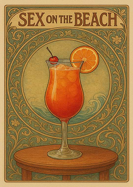 Sex on the Beach Cocktail Art