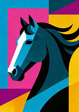Geometric Horse Head Art