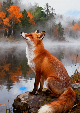 Fox in Autumn Landscape