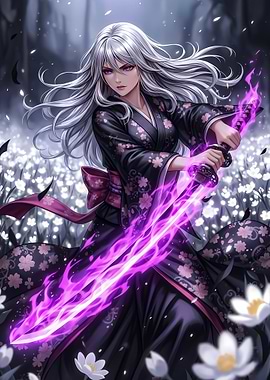 Anime Girl with Purple Sword