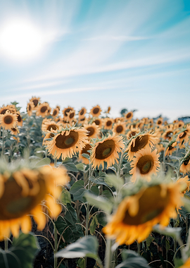 Sunflower Field Under a Bright Sky