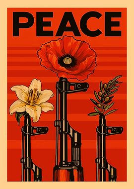 Peace Symbolism with Flowers and Guns