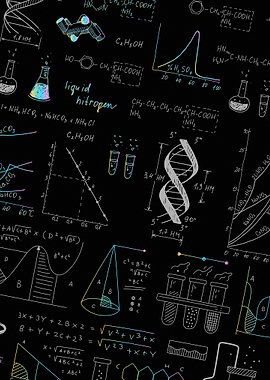 Science and Chemistry Equations on Black