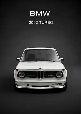 white BMW 2002 Turbo Front poster