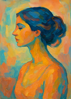 Woman Portrait Painting in Warm Tones