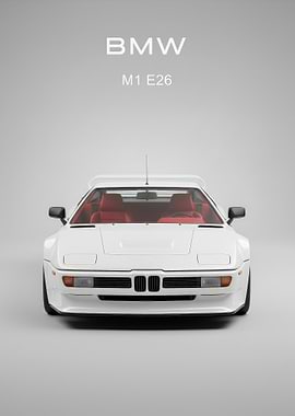white BMW M1 E26 Front poster