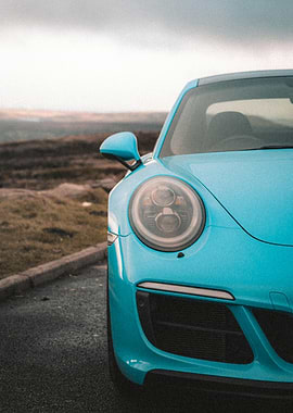 Turquoise Porsche Front View