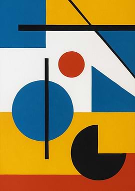 Geometric Abstract Art with Primary Colors