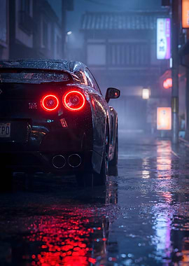 Nissan GTR R35 Rainy Cityscape
