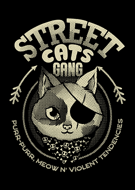 Street Cats Gang Purr Purr Meow and Violent Tendencies Black and White