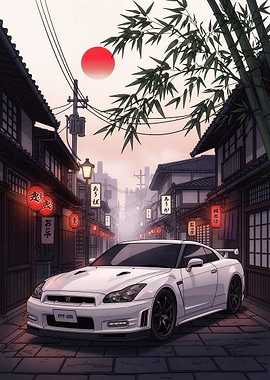 Nissan GTR in Japanese Town