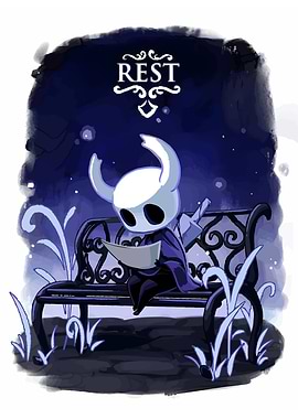 Hollow Knight Resting on Bench