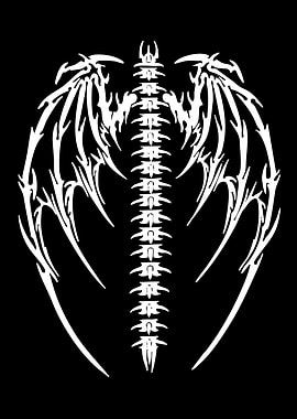 Spine with Wings White on Black
