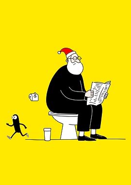 Santa on the Toilet Reading Newspaper