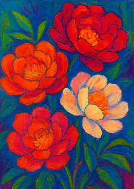 Floral Pastel Painting with Peonies