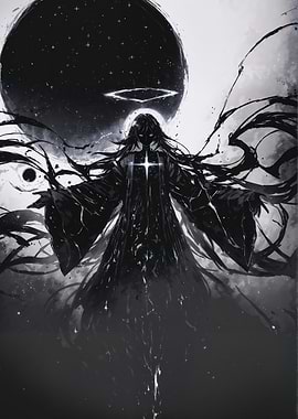 Dark Angel with Cosmic Background