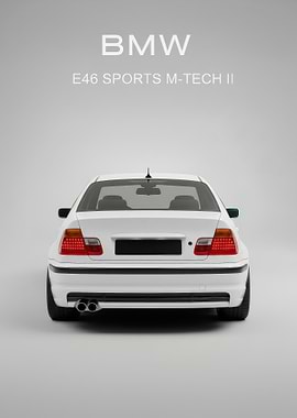 white BMW E46 Sports M back poster