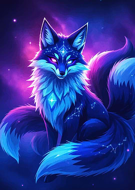 Mystical Fox with Constellations
