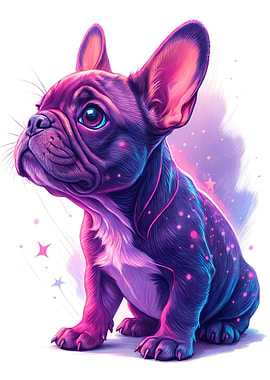 Neon French Bulldog Puppy Portrait
