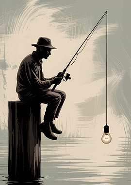 Fisherman with Lightbulb Lure