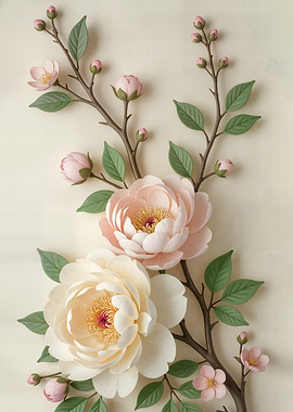 Floral Arrangement with Peonies and Blossoms